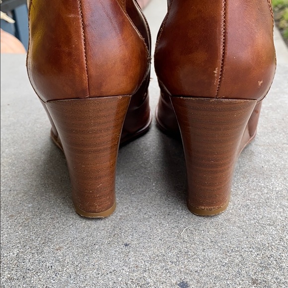 J. Crew -Brown Leather Wedge Boots - Picture 3 of 11